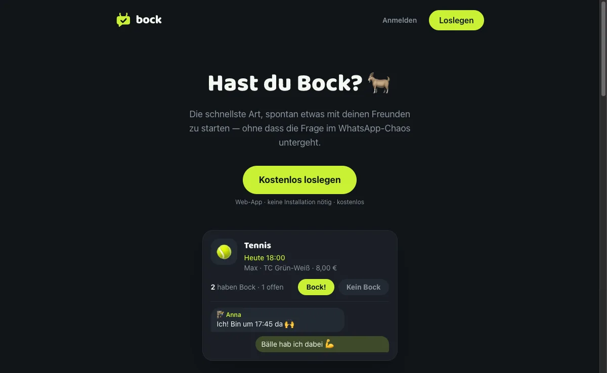 Screenshot von bockapp.de